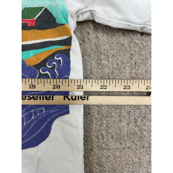 vintage malaysia art shirt mens large white 1990s art water house stream - Picture 7 of 9